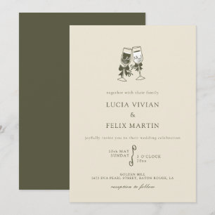 Invitación Elegante Boda Sage Green Champagne