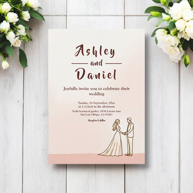 Invitación Elegante Boda Sencillo Negro Y Blanco De La Novia  (Subido por el creador)