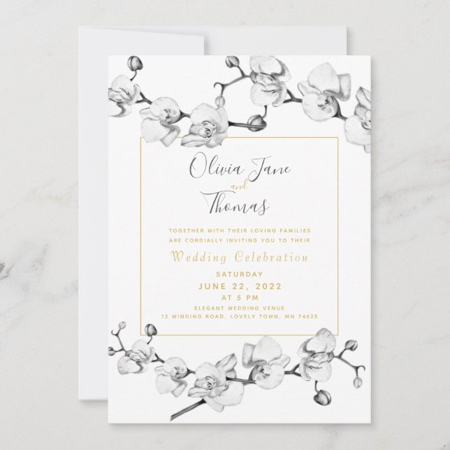 Invitación Elegante Boda sencillo y elegante de estilo orquíd (Anverso)