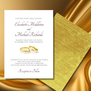 Invitación Elegante Boda sencillo y moderno de anillos de oro