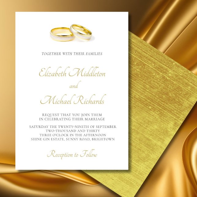 Invitación Elegante Boda sencillo y moderno de anillos de oro (Subido por el creador)