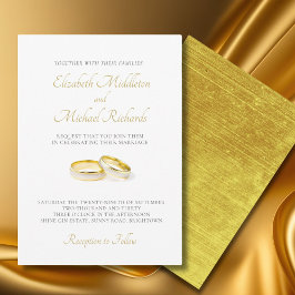 Invitación Elegante Boda sencillo y moderno de anillos de oro