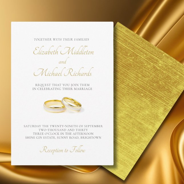 Invitación Elegante Boda sencillo y moderno de anillos de oro (Subido por el creador)