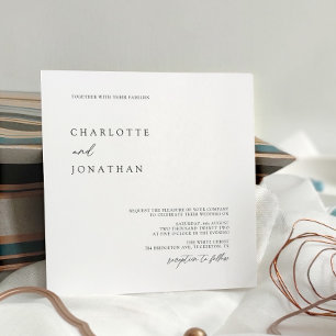 Invitación Elegante Boda sencillo y moderno de la Plaza Blanc