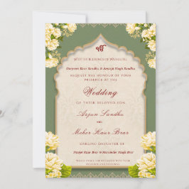 Invitación Elegante Boda Sij Floral | Boda Punjabi