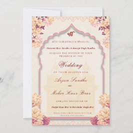 Invitación Elegante Boda Sikh Floral | Boda Punjabi