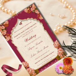 Invitación Elegante Boda Sikh Floral | Boda Punjabi