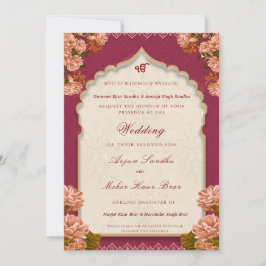 Invitación Elegante Boda Sikh Floral | Boda Punjabi