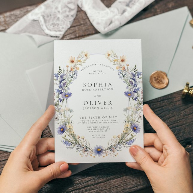 Invitación Elegante Boda simple de flores silvestres (Subido por el creador)