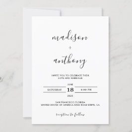 Invitación Elegante Boda simple de guiones modernos
