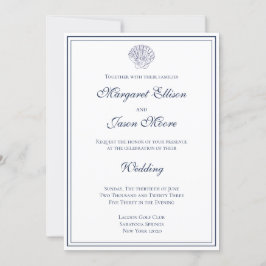 Invitación Elegante Boda simple de la cubierta blanca y azul 