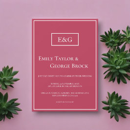 Invitación Elegante Boda simple de marco Viva Magenta monogra