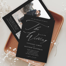 Invitación Elegante Boda Simple en Blanco y Negro
