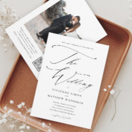 Invitación Elegante Boda Simple en Blanco y Negro