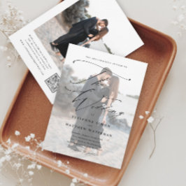 Invitación Elegante Boda Simple en Blanco y Negro