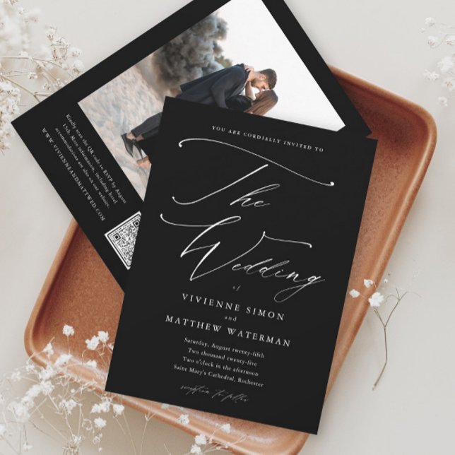 Invitación Elegante Boda Simple en Blanco y Negro (Subido por el creador)