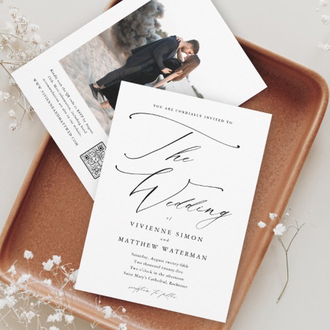 Invitación Elegante Boda Simple en Blanco y Negro (Subido por el creador)