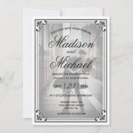 Invitación Elegante Boda simple negro y blanco