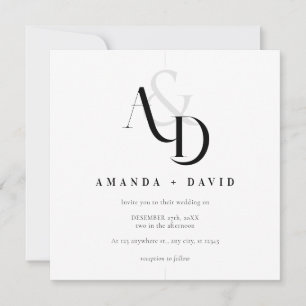 Invitación Elegante Boda simple negro y blanco