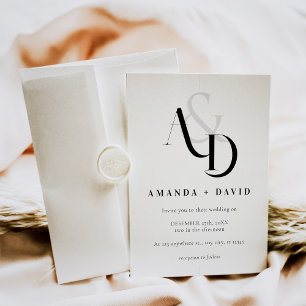 Invitación Elegante Boda simple negro y blanco