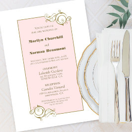 Invitación Elegante Boda simple Rubor rosa y dorado