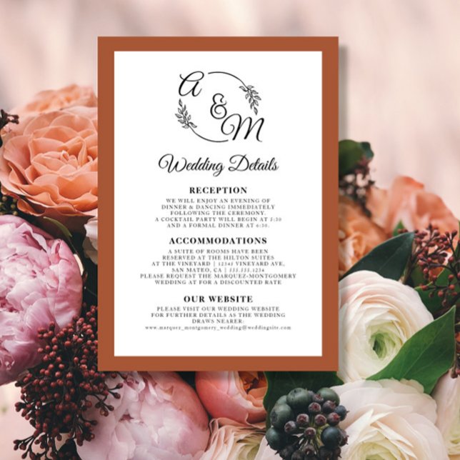 Invitación Elegante Boda simple y moderno de Naranja quemado (Subido por el creador)