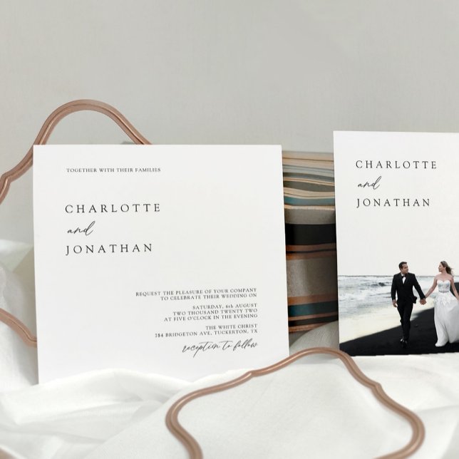 Invitación Elegante Boda simple y moderno de Photo Square (Subido por el creador)