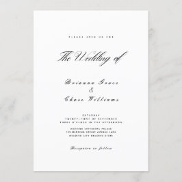 Invitación Elegante Boda simple y moderno negro y blanco