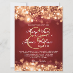 Invitación Elegante Boda Sparkling Lughts Gold