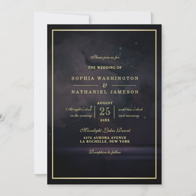 Invitación Elegante Boda Starry Night Sky (Anverso)