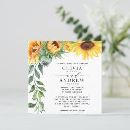 Invitación Elegante Boda Sunflower Moderno de acuarela