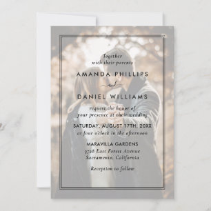 Invitación Elegante Boda superpuesto de fotografías en blanco