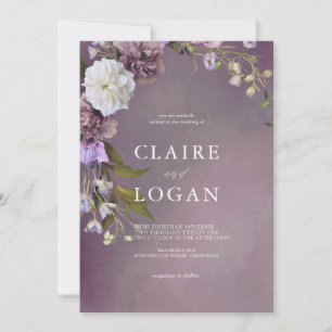 Invitación Elegante Boda sutil morado floral