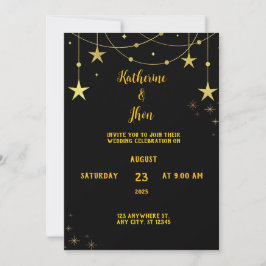 Invitación Elegante Boda temática de celebración de negro y o