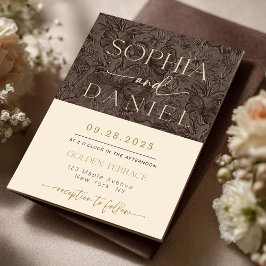 Invitación Elegante Boda templario de chocolate Mocha