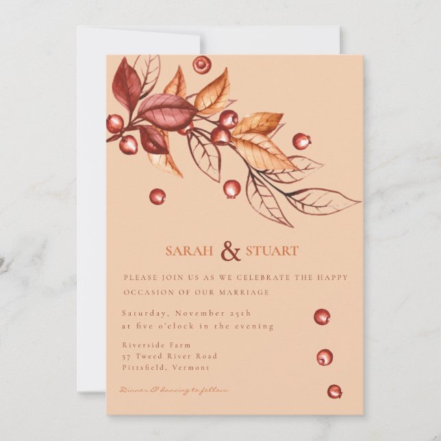 Invitación Elegante Boda Terracotta de tono de Otumn Earth (Anverso)