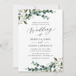 Invitación Elegante Boda Todo en Uno Código QR de Vegetación