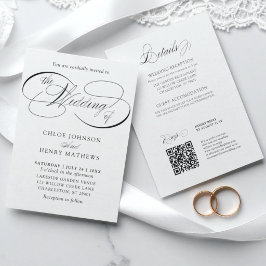 Invitación Elegante Boda TODO EN UNO en Negro y Blanco