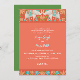 Invitación Elegante Boda tradicional de elefantes indios
