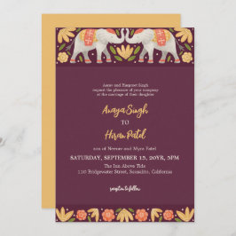 Invitación Elegante Boda tradicional de elefantes indios