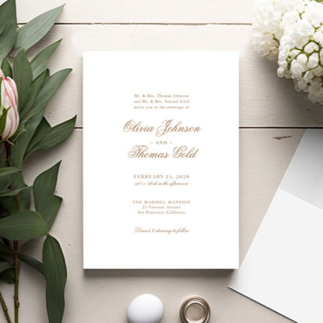 Invitación Elegante Boda tradicional de oro clásico (Subido por el creador)