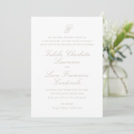 Invitación Elegante Boda tradicional neutral de arena