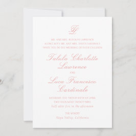 Invitación Elegante Boda tradicional rosa coral