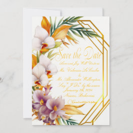 Invitación Elegante boda tropical de destino guardar la fecha