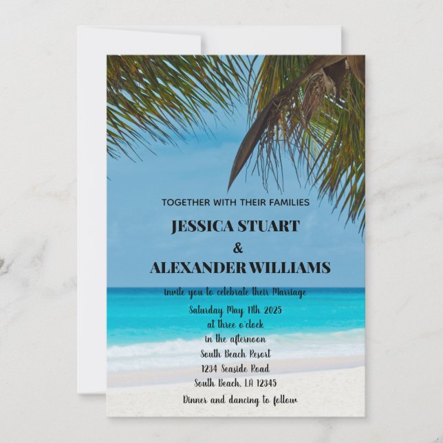 Invitación Elegante Boda tropical de Hawaii Beach Summer (Anverso)