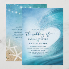 Invitación Elegante Boda Tropical de Ola Oceánica