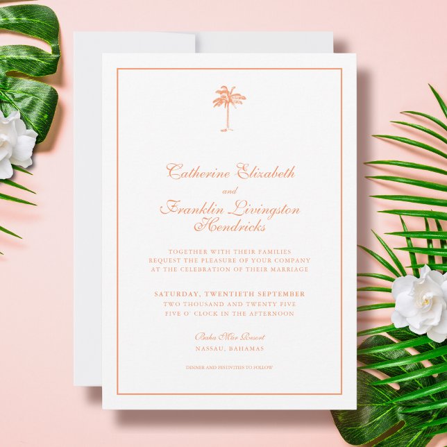 Invitación Elegante Boda tropical de palmeras (Subido por el creador)