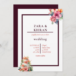Invitación Elegante Boda tropical de pasteles florales