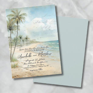 Invitación Elegante Boda Tropical de Playa Vintage
