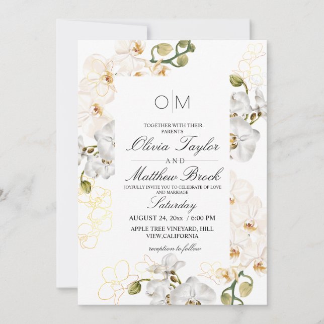 Invitación Elegante Boda tropical floral (Anverso)